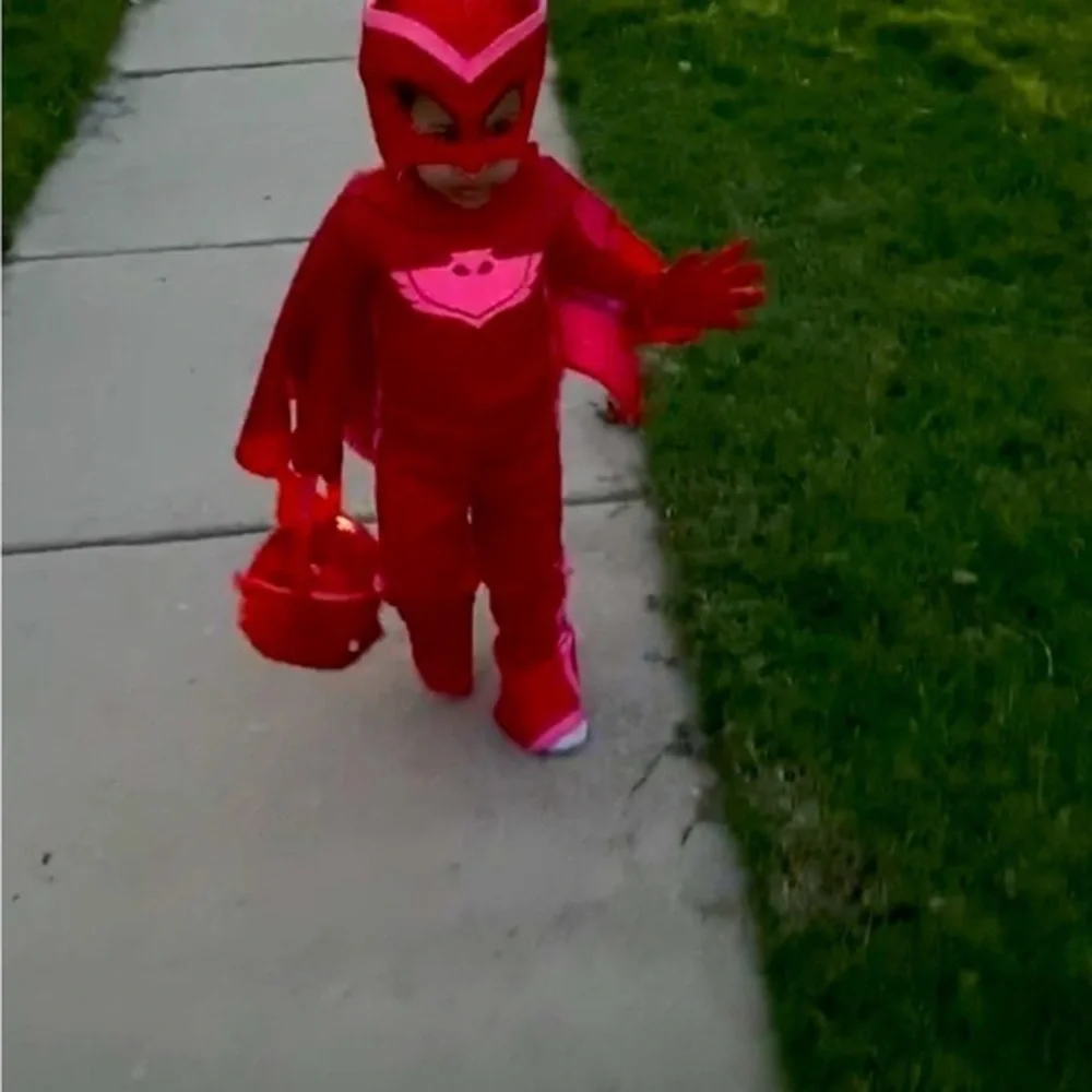 Red and Pink Superhero Kids Costume Owlette BD2